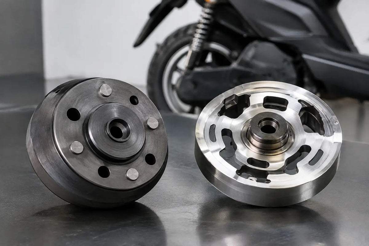OEM vliegwiel of CNC voor jouw scootersetup?