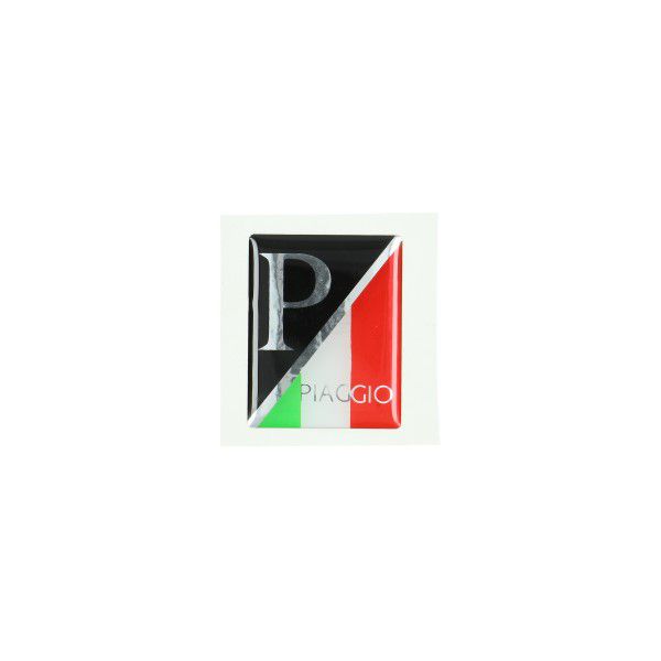 Sticker logo voorscherm zwart/italy 3d past op lx, piaggio, primavera, sprint