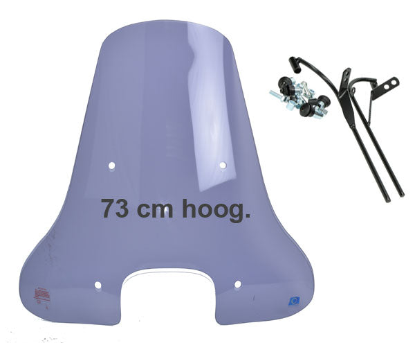 Windscherm Regia met bevestigingsset hoog vierkante koplamp (made in EU) 73cm smoke agm VX50s, BTC Riva Sport, china vespa S