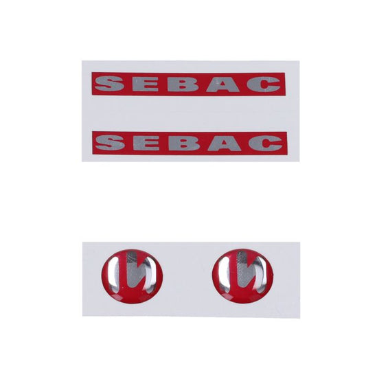 Stickerset voorvorkpoot (made in eu) sebac 4 delig rood/wit past op piaggio