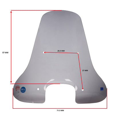 Windscherm Regia met bevestigingsset hoog vierkante koplamp (made in EU) 73cm smoke agm VX50s, BTC Riva Sport, china vespa S