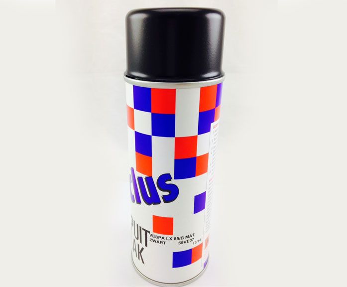 Spuitlak mat zwart 85/B 400mL spuitbus past op gts alle mod., vespa lx