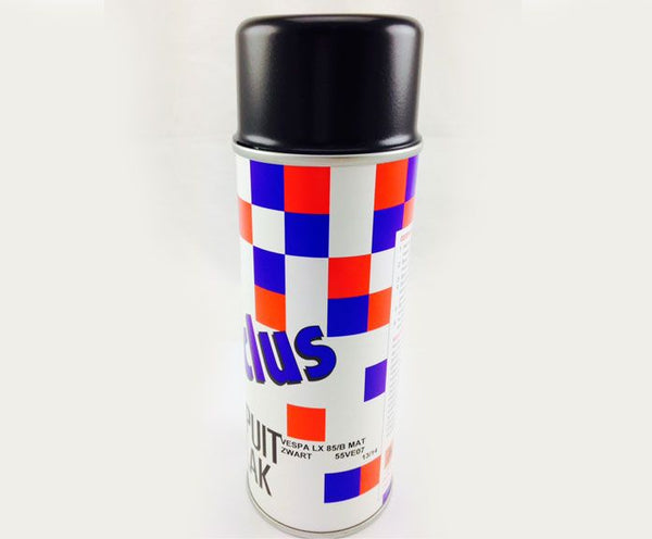 Spuitlak mat zwart 85/B 400mL spuitbus past op gts alle mod., vespa lx