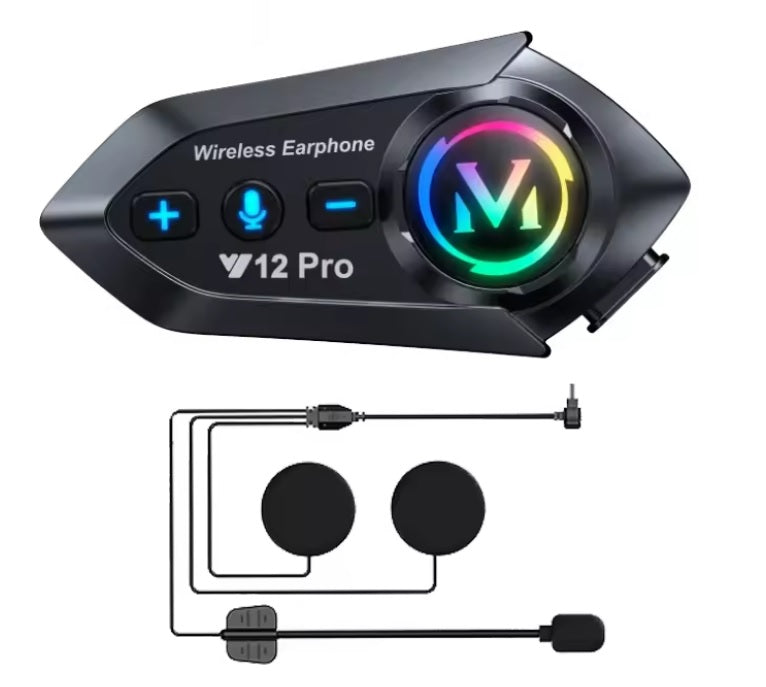 Helm Communicatiesysteem Bluetooth Y12-PRO Intercom Afstand 500M