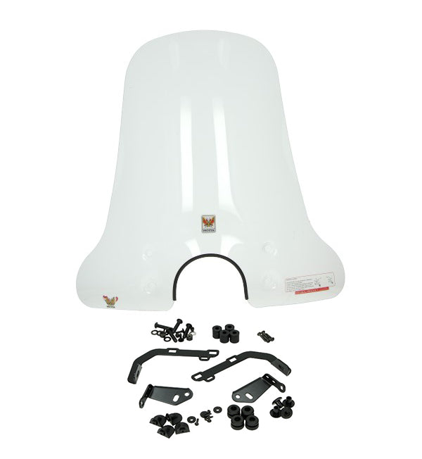 Windscherm isotta met bevestigingsset hoog ronde koplamp helder agm VX50, BTC Riva, china lx/napoli, gts toscana